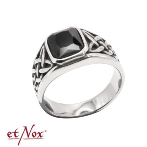 Inel otel inoxidabil cu piatra de zirconiu negru Celtic Black 1.3cm - Img 5