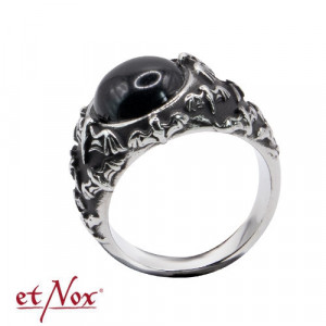Inel otel inoxidabil cu zirconiu negru Lilieci 1.7cm - Img 3