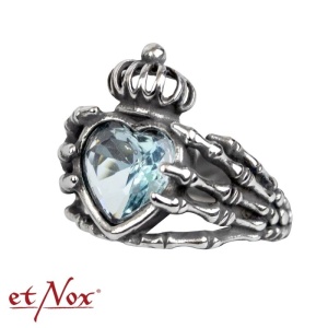 Inel otel inoxidabil pentru indragostiti Claddagh cu mana scheletica 1.9 cm