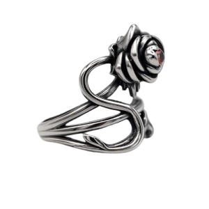 Inel Trandafir Gotic din inox cu zirconiu rosu etNox - Iubire si frumusete - Img 2