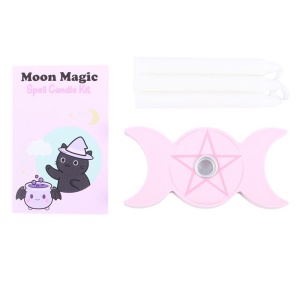 Kit ritualic Moon Magic (12 lumanari albe si suport in forma de Pentagrama )