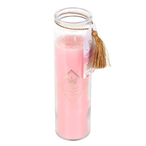 Lumanare cu cristal Quartz roz, cu parfum de trandafir, 21cm - Img 2