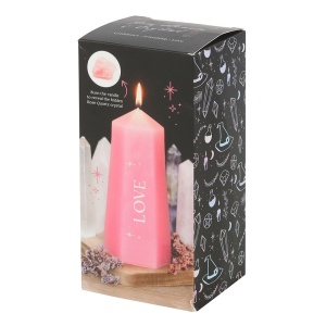 Lumanare roz cu cristal Quartz, pentru ritualuri de iubire, 15cm - Img 5