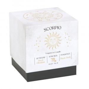 Lumanare zodiacala cu bucatele de piatra semipretioasa Obsidian - Scorpion (aroma Black Oudh) - Img 3