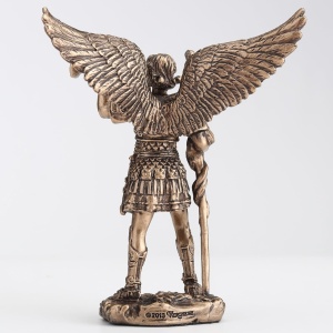Mini statueta Arhanghelul Gabriel, finisaj bronz, 10 cm - Img 4