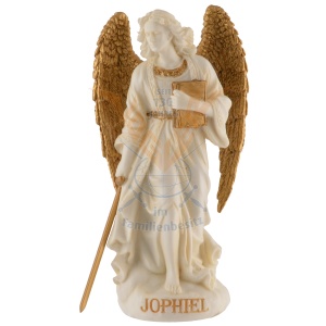 Mini statueta Arhanghelul Jophiel, finisaj alb marmura si auriu, 9 cm - Img 2