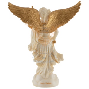 Mini statueta Arhanghelul Zadkiel, finisaj alb marmura si auriu, 10 cm - Img 6