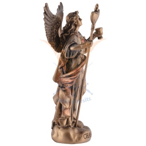 Mini statueta Chamuel, arhanghelul iubirii, finisaj bronz, 10 cm - Img 3