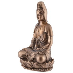 Mini statueta finisaj bronz zeita asiatica Guan Yi, zeita compasiunii 8 cm - Img 5