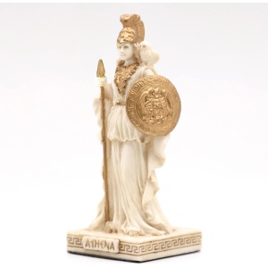 Mini statueta rasina cu finisaj alb marmura, mitologia greaca, Atena, zeita intelepciunii - Img 2