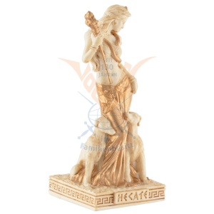 Mini statueta rasina cu finisaj alb marmura, mitologia greaca, Hecate, zeita magiei - Img 8