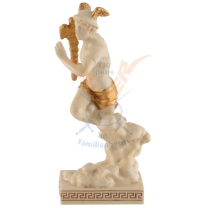 Mini statueta rasina cu finisaj alb marmura, mitologia greaca, Hermes, mesagerul zeilor - Img 3