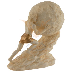 Mini statueta rasina cu finisaj alb marmura, mitologia greaca, Sisif si Lupta Eterna - Img 8