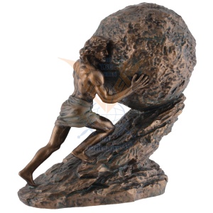 Mini statueta rasina cu finisaj bronz, mitologia greaca, Sisif si Lupta Eterna - Img 2