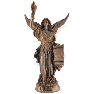 Mini statueta Uriel, arhanghelul iluminarii spirituale, finisaj bronz, 11 cm
