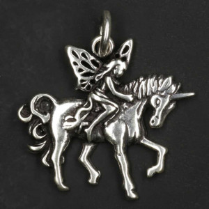 Pandantiv argint Elf pe Unicorn 3.5cm