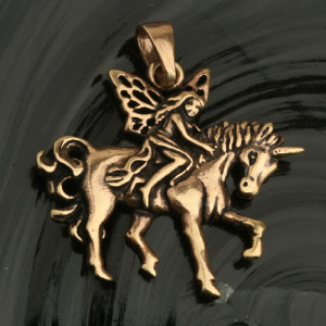 Pandantiv bronz Zana si Unicorn 3.5cm - Img 2