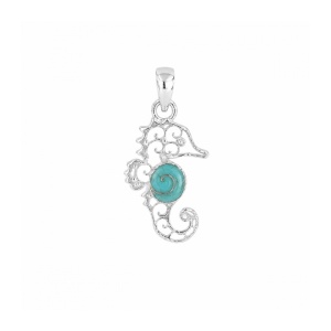 Pandantiv Calut de mare, argint cu turcoaz – grija si devotament, 1.75 cm