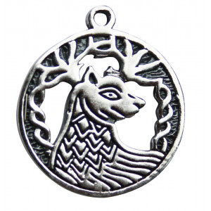 Pandantiv cu lantisor Alban Elfed, placat cu argint, talisman zodiac celtic (9 Sep-01 Oct.), 2.4cm
