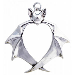 Pandantiv cu lantisor Carpe Noctum - liliac Veritas, placat cu argint, 4.5 cm