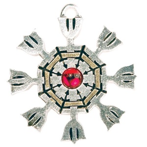Pandantiv cu lantisor, placat cu argint, Aegishjalmur , Talisman pentru Protectie si Succes