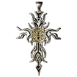 Pandantiv cu lantisor, placat cu argint, Crucea lui Zagan, talisman pentru transformare
