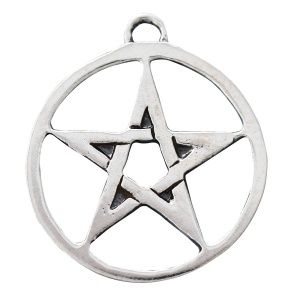 Pandantiv cu lantisor placate cu argint Sigils of The Craft - Pentagrama in Cerc 2 cm
