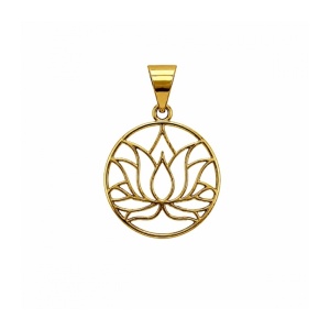 Pandantiv Floarea de Lotus auriu - puritate, renastere si iluminare 25 mm