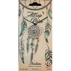Pandantiv Gardienii Viselor- Dreamcatcher cu Aventurin, talisman pentru Noroc