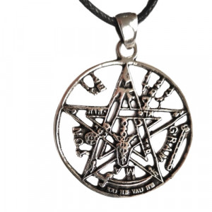 Pandantiv talisman din argint Tetragramaton 3,0 cm, protectie puternica
