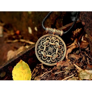 Pandantiv viking din bronz, reproducere istorica, Amuleta Haithabu 4 cm - Img 2