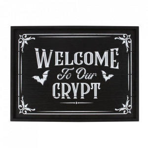 Placuta decorativa lemn Victorian Vampire - Welcome to Our Crypt, 40 cm