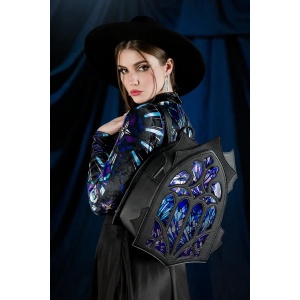 Rucsac gotic din piele ecologica cu efect 3D de vitraliu Fractured Light - Img 5