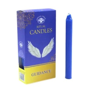 Set 10 lumanari albastre Green Tree pentru ritualuri menite ghidarii spirituale ceara naturala, 13.5x1.5 cm