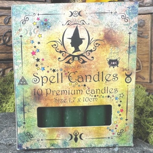 Set 10 lumanari verzi pentru ritualuri de bani, vindecare si abundenta, 10x1.7 cm