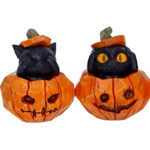 Set 3 figurine pisici negre in dovleci Three Wise Pumpkin Patch 7,7 cm - Img 5