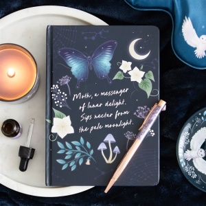 Set Agenda/Jurnal cu pix cu cristale de Ametist - Midnight Moth