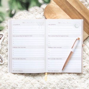 Set Agenda/Jurnal cu pix cu cristale de quartz transparent Luna Moth - Img 3