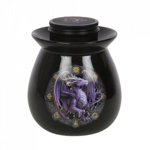Set ceara parfumata de soia, wax melt si lampa aromaterapie Dragonul Samhain - Anne Stokes - Img 1