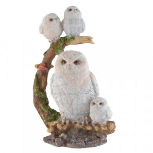 Set statuete Familia de Bufnite de zapada - Mama si puii 32 cm - Img 3