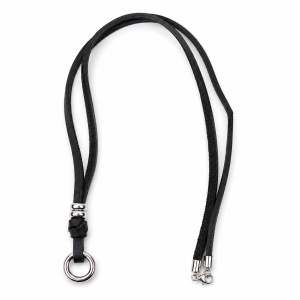Snur negru pentru pandantive din piele naturala si otel inoxidabil, 70 cm – Et Nox