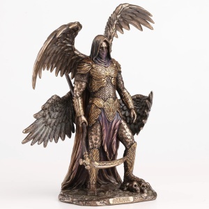 Statueta Arhanghelul Azrael din rasina placata cu bronz 26 cm - Img 2