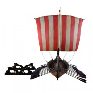 Statueta Corabie vikinga cu cap de dragon 33cm - Img 8