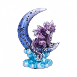 Statueta Dragonel pe luna (violet) 11.5cm - Img 1