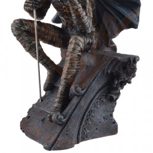 Statueta egipteana, bronz si rasina, zeul lunii Khonshu 21cm - Img 3