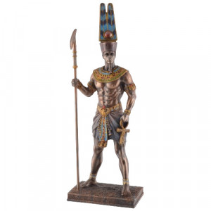 Statueta egipteana, bronz si rasina, zeul soarelui Amon-Ra 27cm