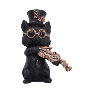 Statueta pisicuta Music Meowstro Violin – decor steampunk , 10 cm