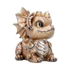 Statueta pui de dragon auriu Gearling – decor fantasy collector 15 cm - Img 3