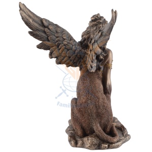 Statueta rasina cu bronz, mitologia greaca, Sfinxul din Teba, Oracolul Destinului - Img 3