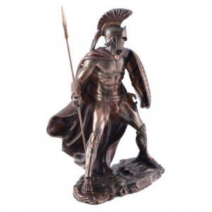 Statueta rasina si bronz Leonidas cu scut si sabie 19 cm - Img 2